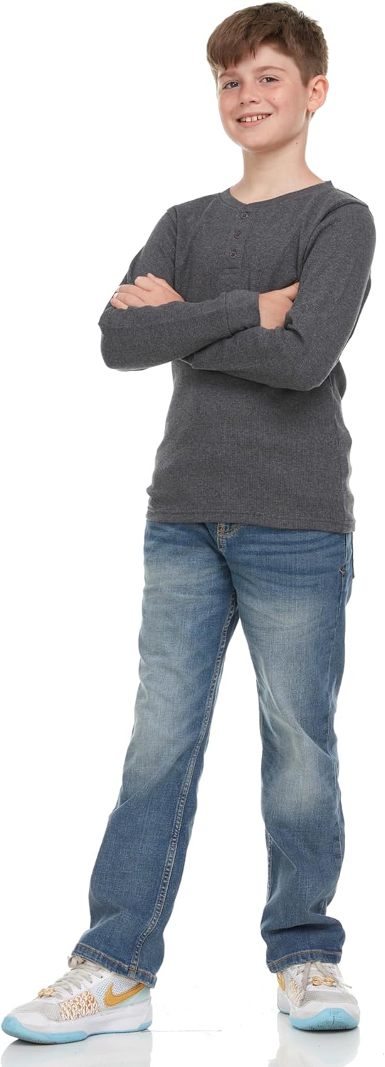 Boys' 2-Pack Thermal Henley Tops - Cozy, Breathable Long Sleeve Shirts for School and Play, Sizes 4-18 - Image 5