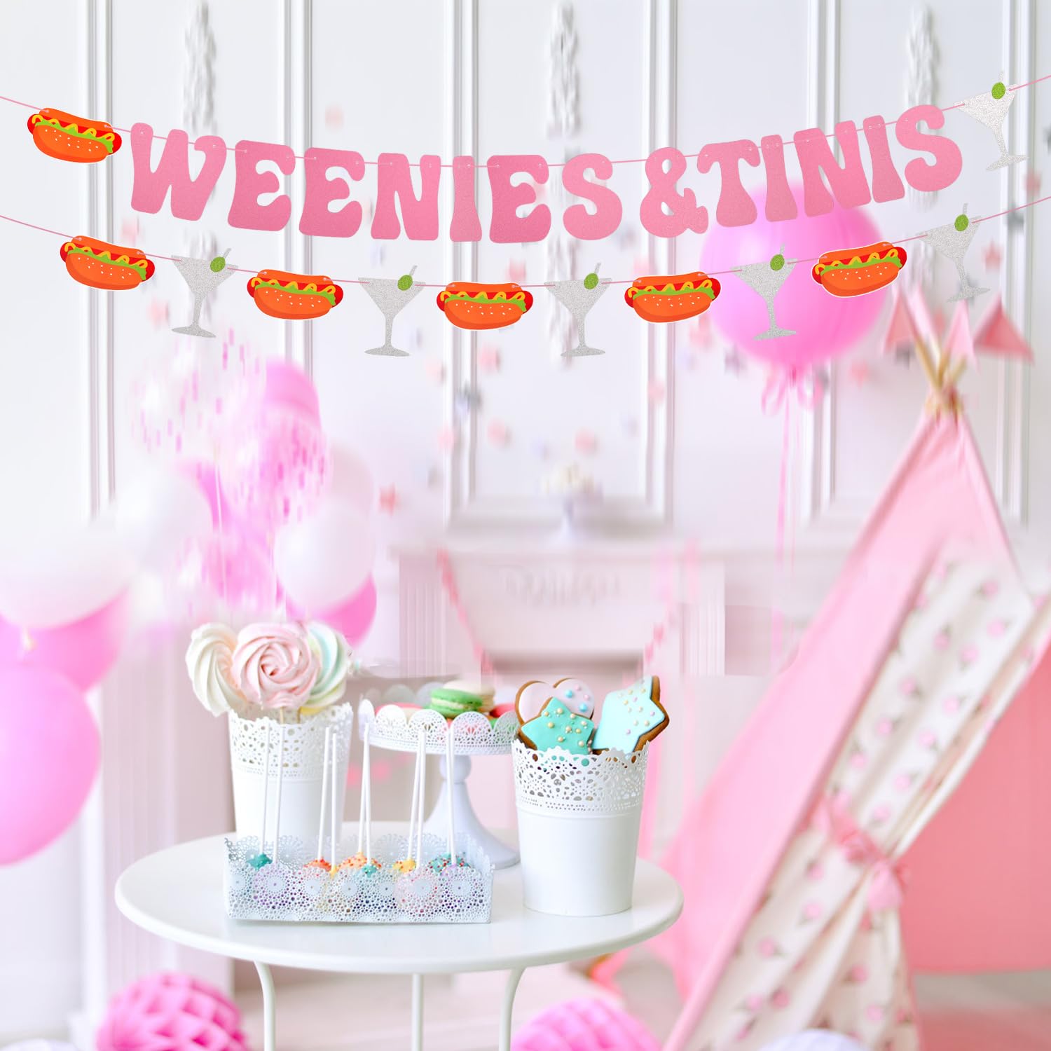 3-Pack Martini & Hot Dog Party Banner Garlands – 'Weenies & Tinis' Bachelorette Birthday Decor - View #2