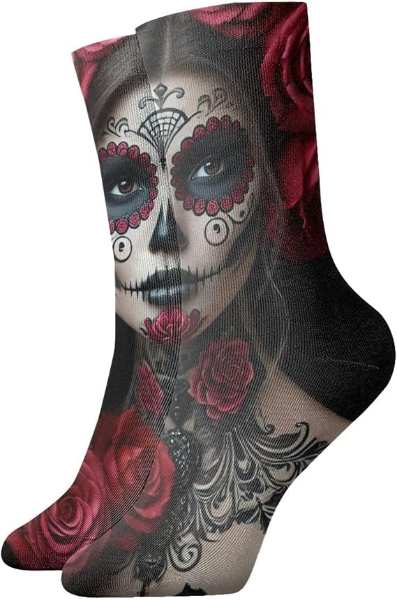 Men'S Novelty Crew Socks Day Of Dead Women Sugar Skull