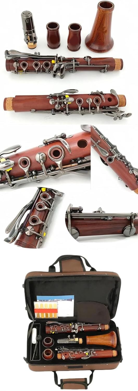 Professional Bb Clarinet Rosewood Black Nickel Plated Key Solid Wood M18 Clarinet