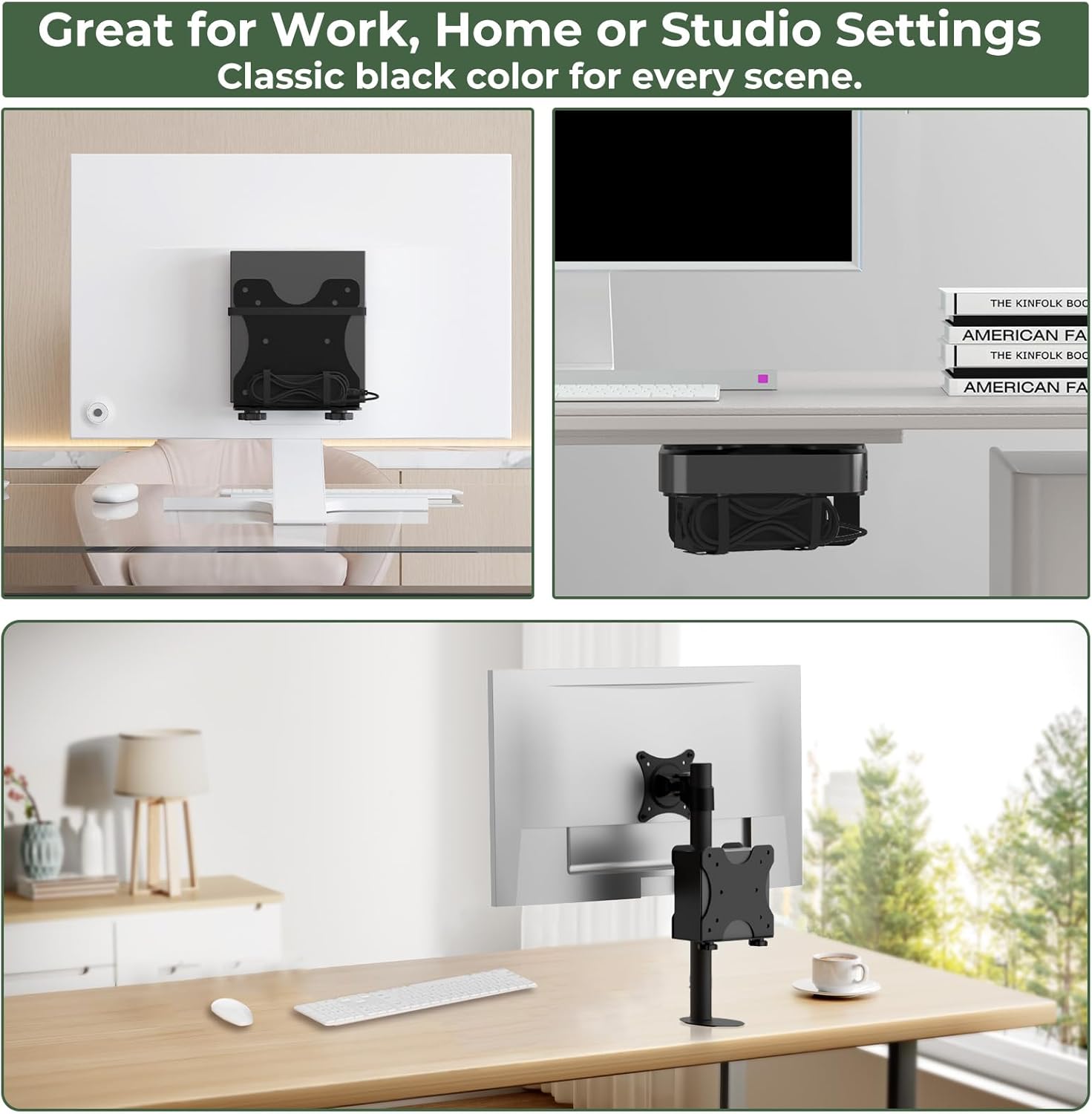 Adjustable Thin Client Mini PC Vesa Mount to Wall, Under Desk, Attached to Monitor Arm and Stand Pole for HP, Dell, Bosgame Ryzen 5, GMKtec K11, Bmax B3, KAMRUI E3B, NUC, Mac mini and Small CPUs