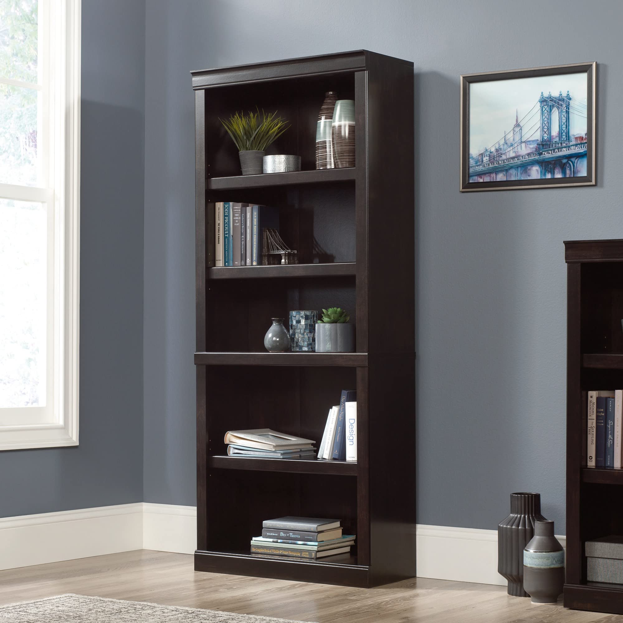 Realspace(r) 72"H 5-Shelf Bookcase, Peppered Black