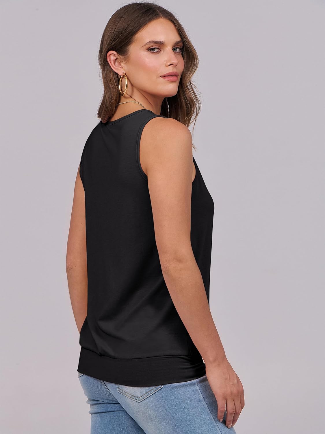 Women Tank Tops Summer V Neck Sleeveless Casual Loose Fit Cute Cami Basic T Shirts Solid Tees 2026 Trendy Outfits image 4