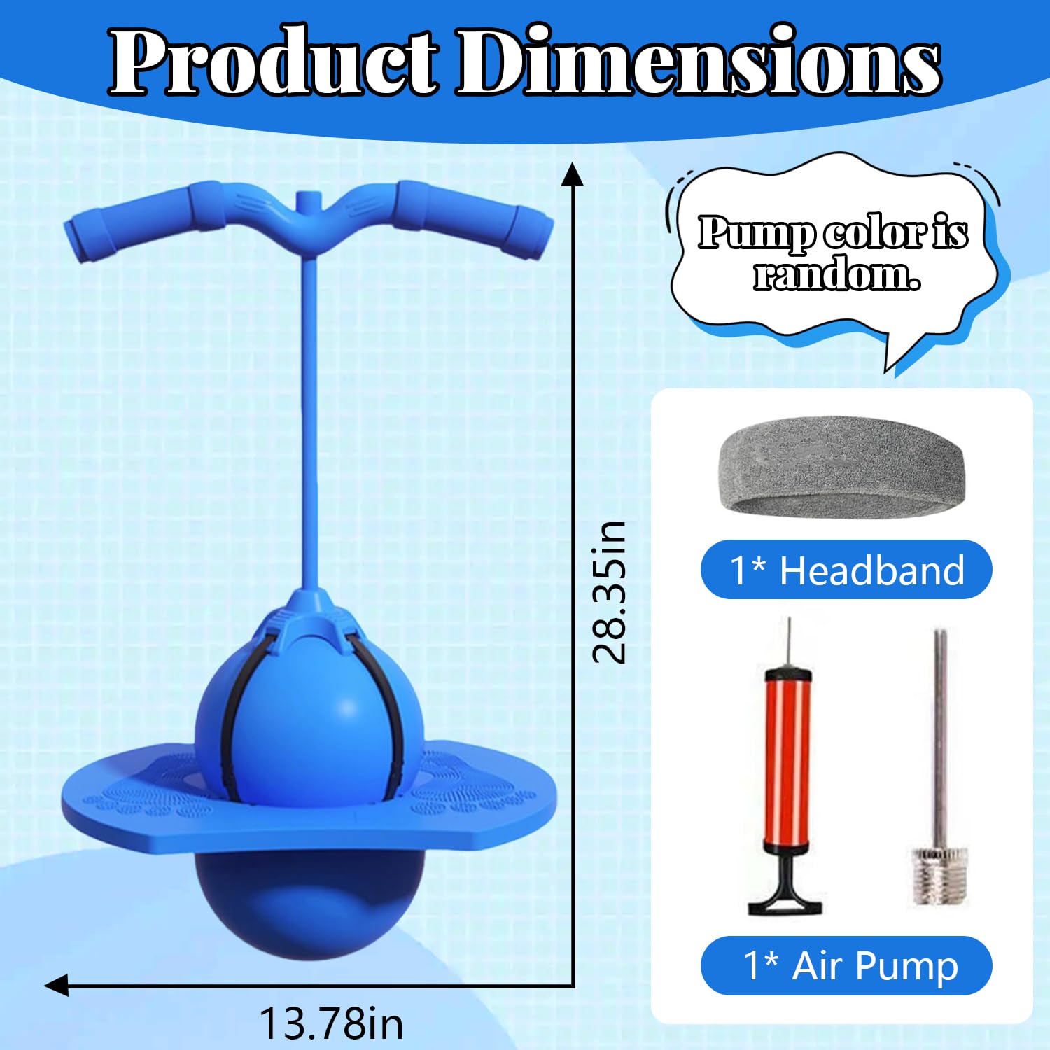 Ballon de Saut Pogo pour Enfants et Adultes, Jouet Sauteur d'extérieur, Balle de Saut d'équilibre, Ballon D'équilibre Élastique Antidérapant, Balle sauteuse équilibrée (Bleu)