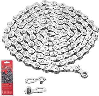 Chaîne de Vélo Avec 2 Boucle Magique, Chaîne de Vélo 10 Vitesse 116 Maillons, Chaînes de Vitesse de Vélos pour Véhicules Routiers, Véhicules de Montagne (1/2 x 11/128 Pouces, Argent)