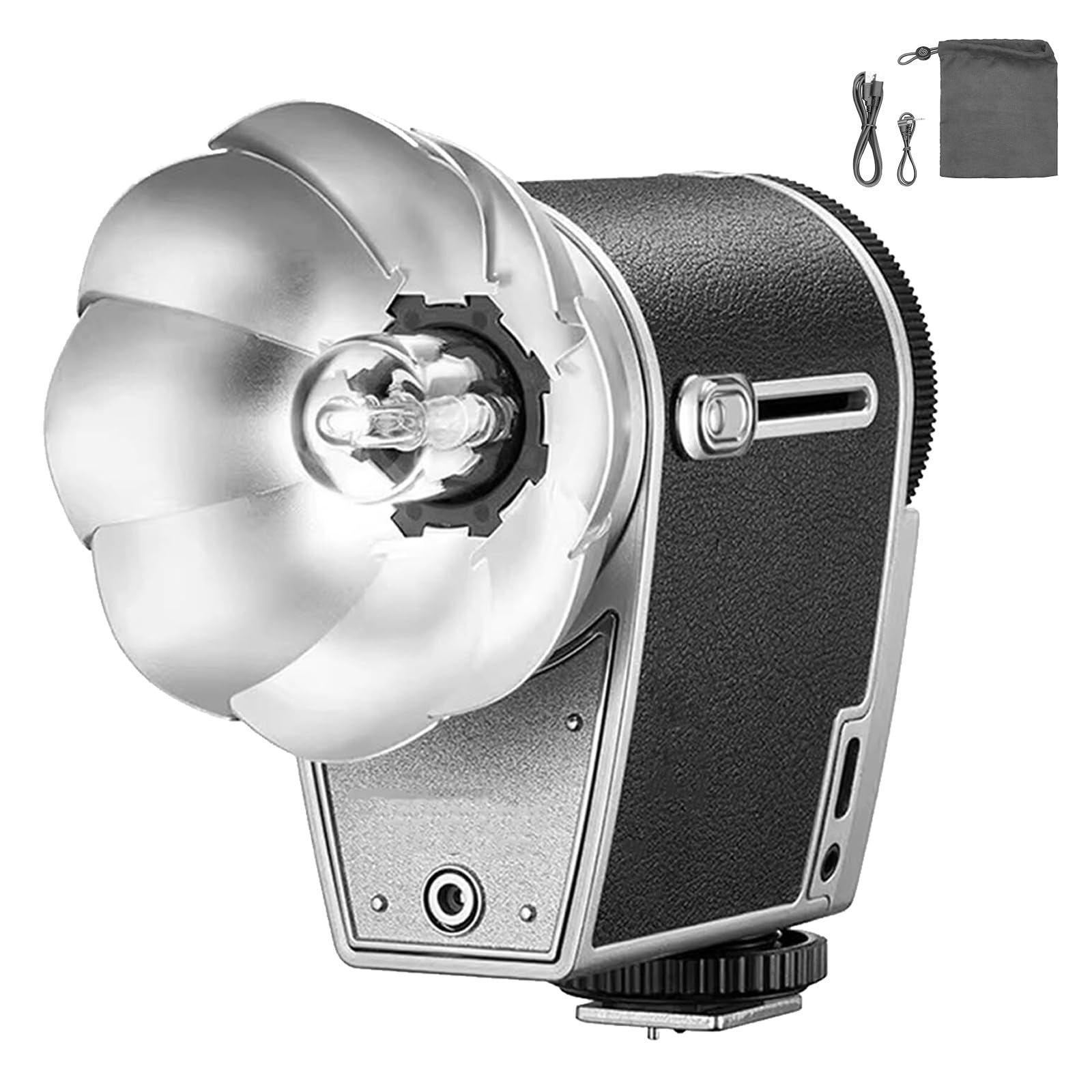 Flash de cámara Speedlite vintage, GN10, 7 niveles de potencia de flash, temperatura de color de 6200 K, modos automático y manual, longitud focal de 28 mm, compatible con cámaras de película