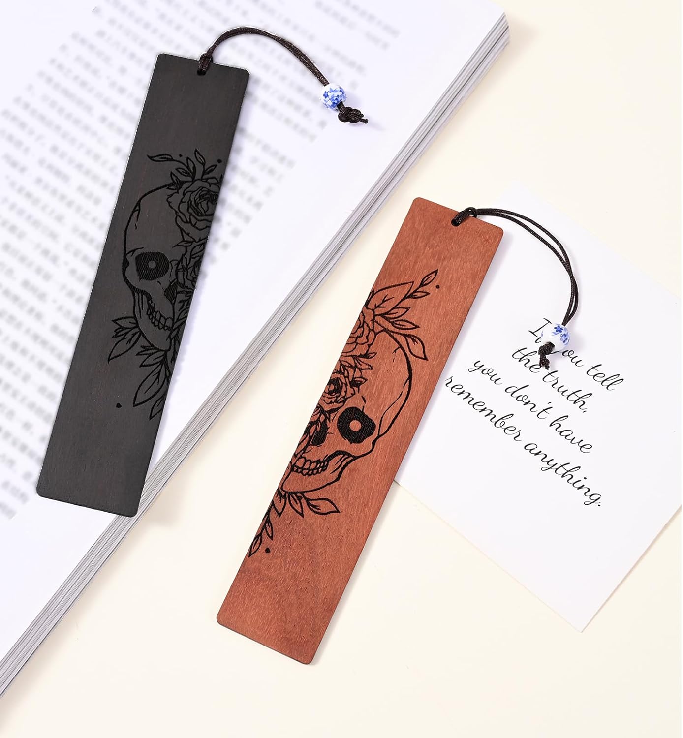 4 Pcs Wooden Bookmark Set, Book Marks for Book Lovers, Unique Bookmarks Gifts for Men Boy (Dragon and Skull) - Image 7