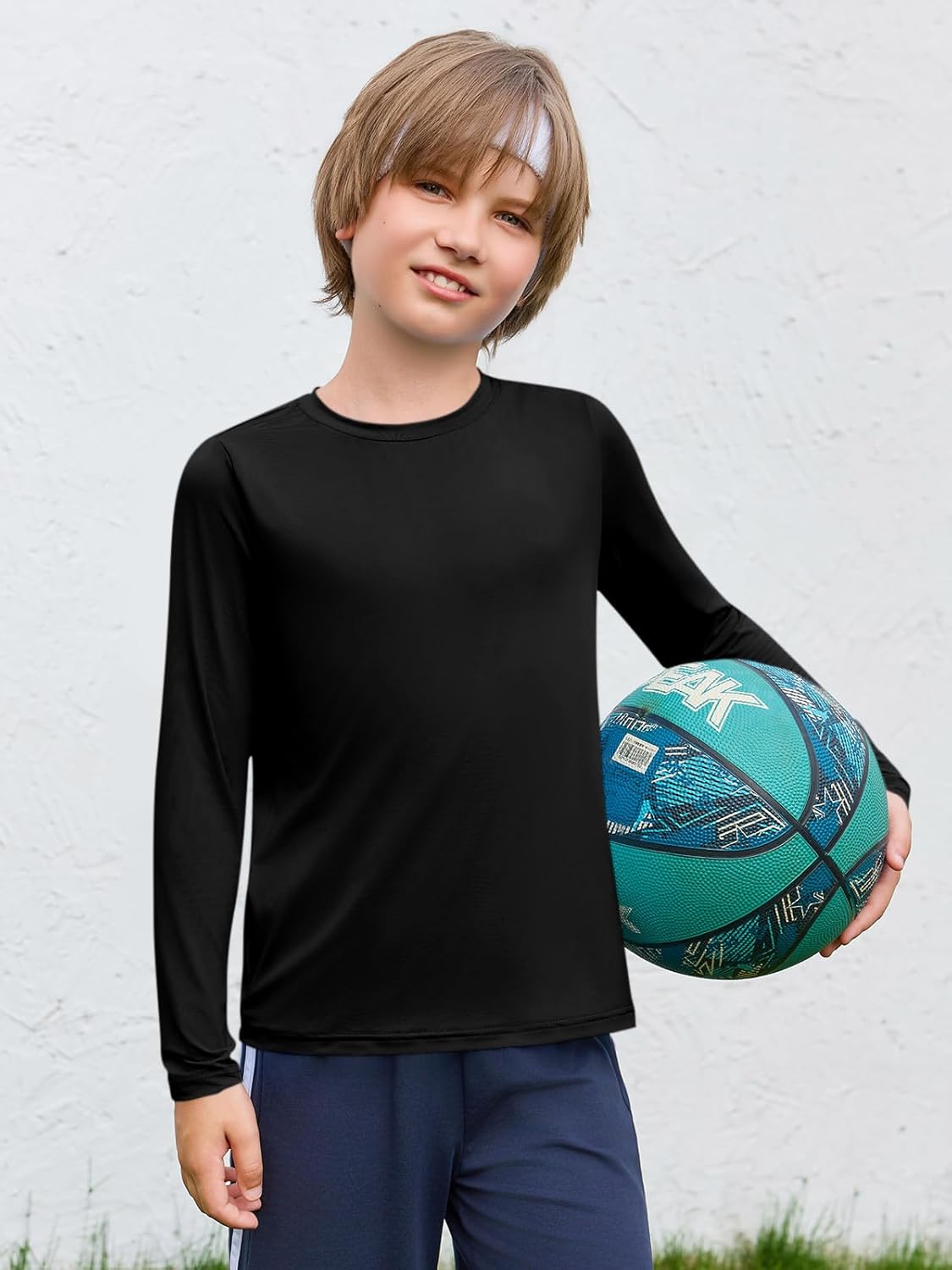 Haloumoning Boys Long Sleeve Athletic T-Shirts Kids Dry Fit UPF 50+ Neon Swim Shirts 5-14 Years - Image 2