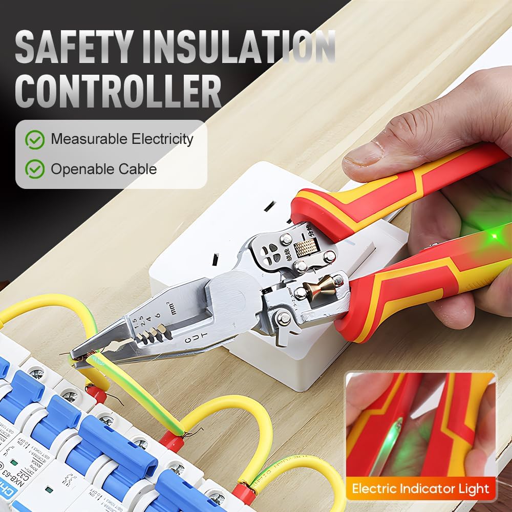 9 in 1 Hand Tool Multifunct Wire Stripper, 2026 Upgrade Multi-Purpose Professional Wire Stripping Tool, 8.3-inch Multipurpose Wire Stripper, Electrical Pliers Wire Stripping Pliers Tools (2PCS)