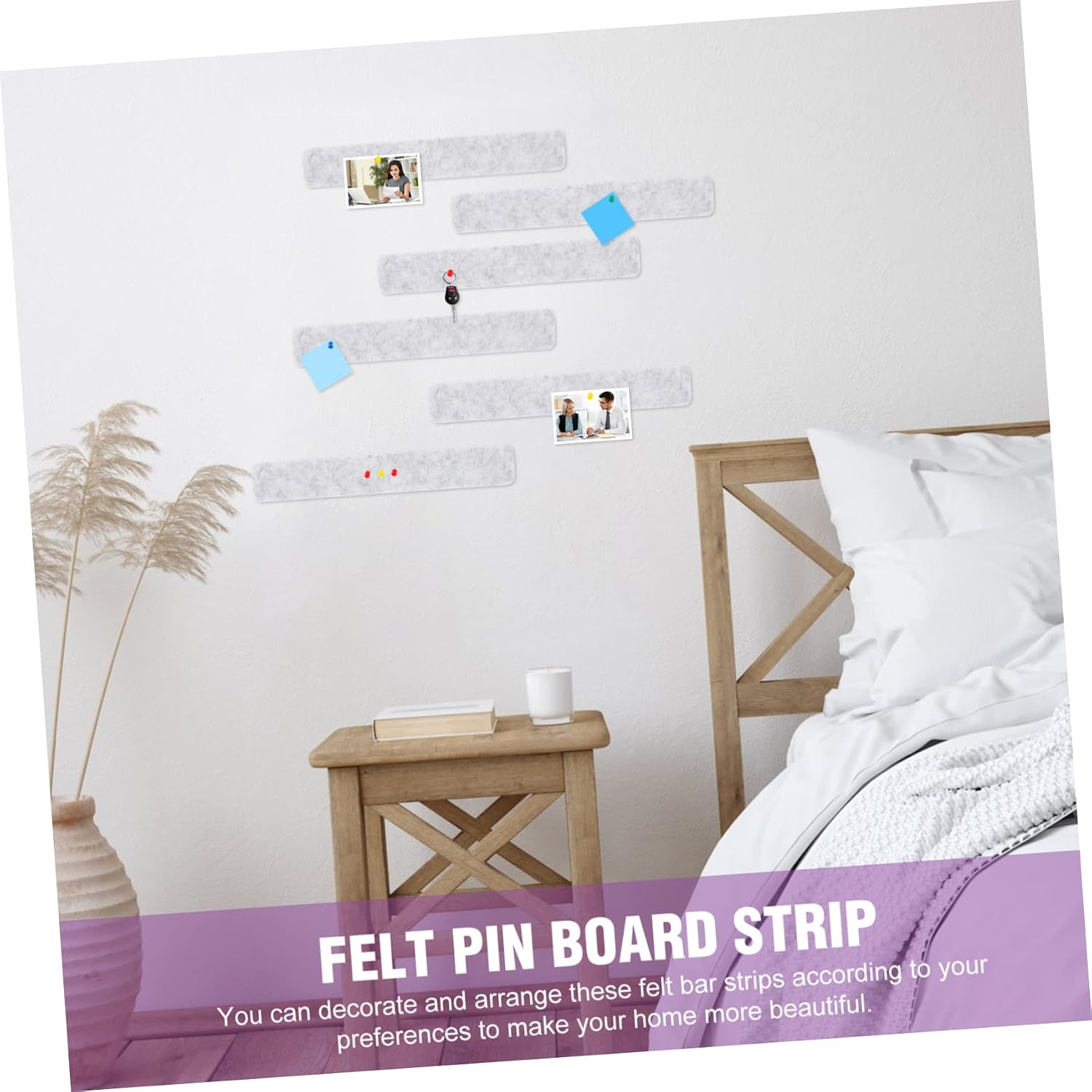 Cork Board Strips with Felt Adhesive 8 Pcs Bulletin Board for Wall Decor