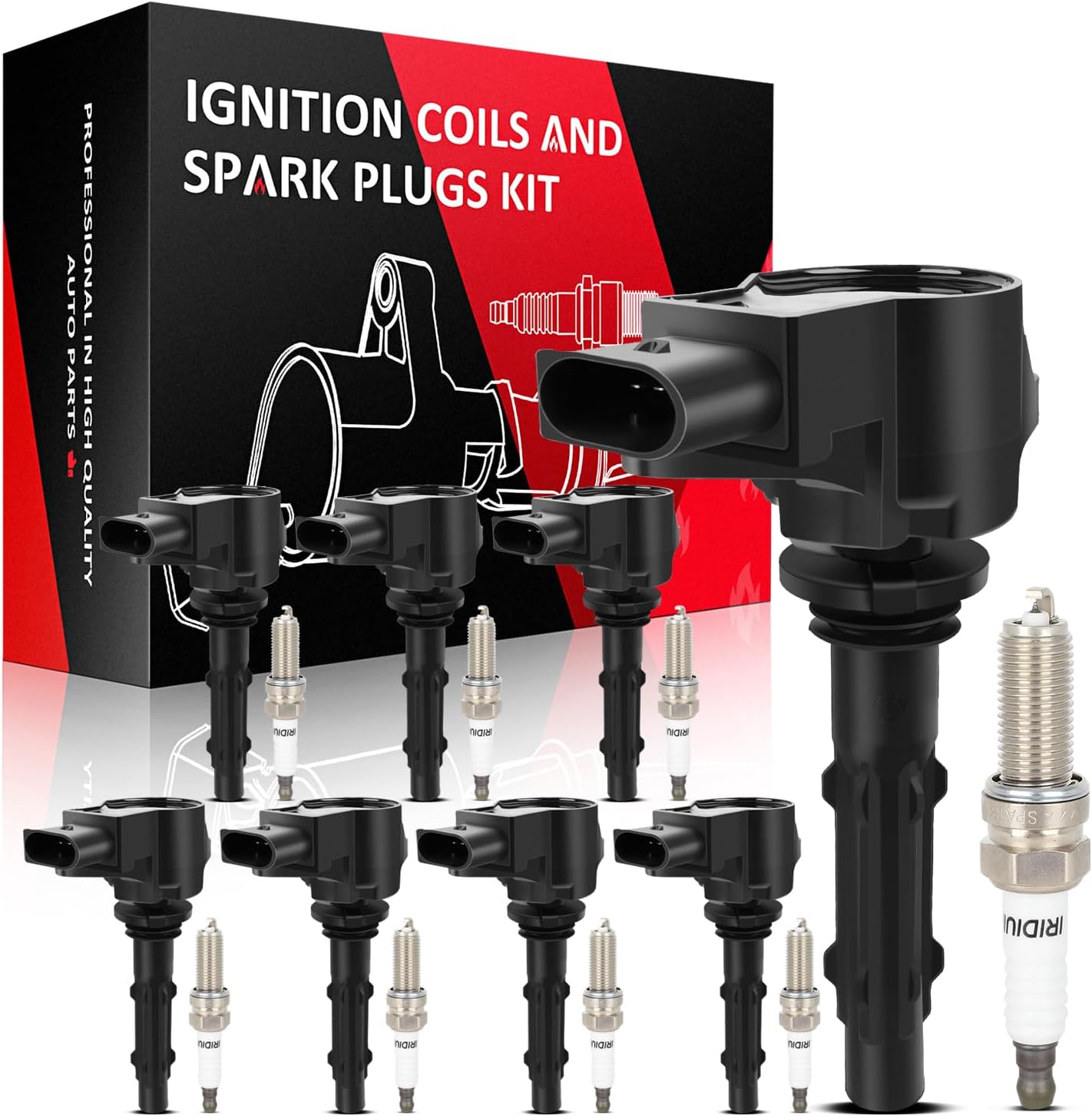 SCITOO 8 ignition coils with 8 iridium Spark Plugs for Dodge for Mercedes-Benz Sprinter 2500 3500 C280 C350 CL550 CLS550 SL550 2011 2012 2015 2.5L 3.0L 3.5L 4.6L 5.5L V6 V8 UF535 UF585 95983