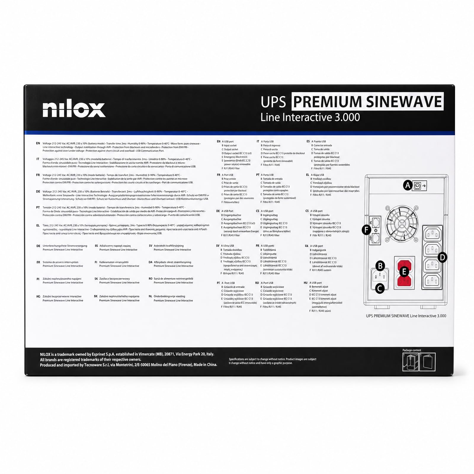 NILOX SAI Premium L.I SINEWAVE 3000VA