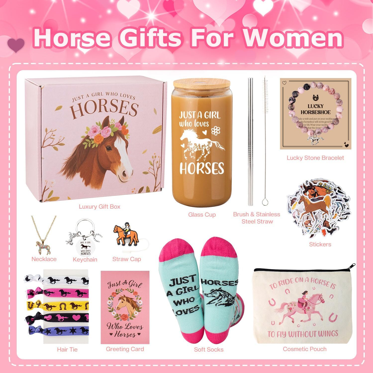 Valentines Day Gifts For Her, Valentine Gift For Daughter, Horse Gifts For Women, Girls, Horse Lovers, Galentines Day Gifts For Friends, Niece Gifts, Equestrian Gift For Women With Tumbler, Bracelet - Image 2