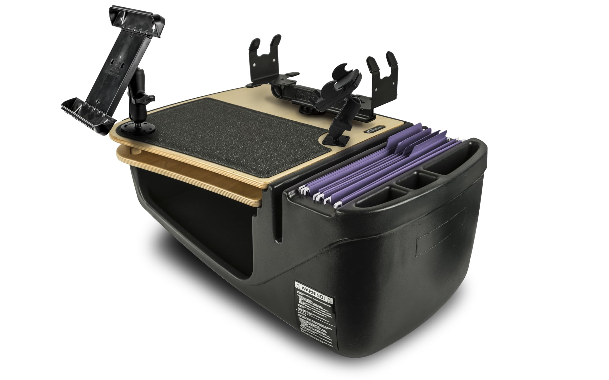 AutoExec AE-GMCD-PM-PS-TAB-11M GripMaster Car Desk for Your Vehicle Workstation and Mobile Office, Natural with Phone Mount, Printer Stand and Tablet Mount