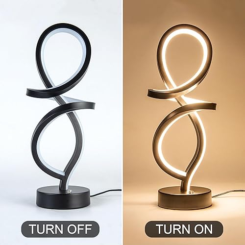 Miniatura 9 de Mayful Lámpara de mesa moderna, lámpara LED en espiral, lámpara de mesa RGB, lámpara de noche negra con 7 colores, 10 modos de luz, lámpara de