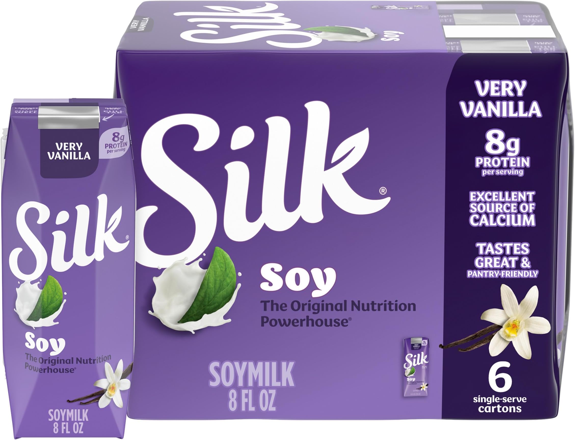 Shelf-Stable Soy Milk Singles, Very Vanilla, Dairy-Free, Vegan, Non-GMO Project Verified, 8 oz., 6 Pack