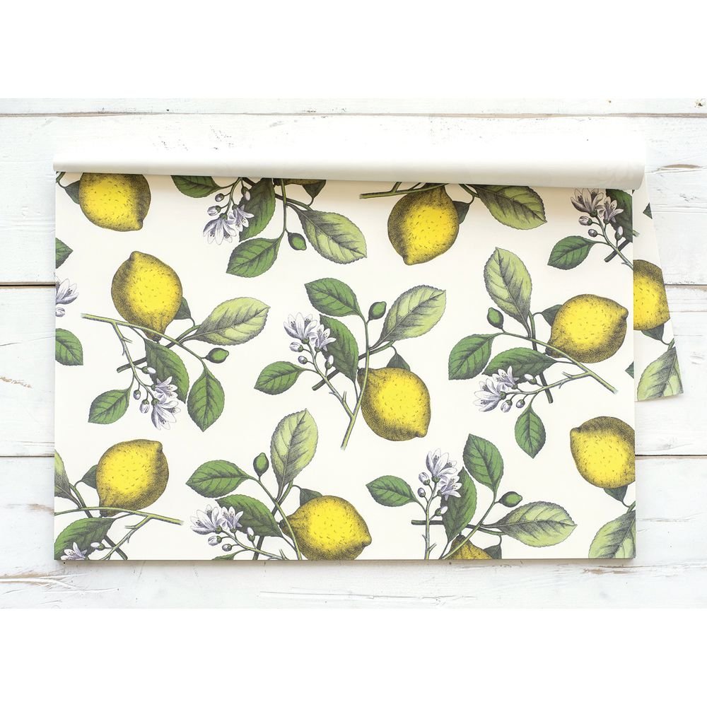Hester and Cook Disposable Rectangular Lemons Paper Placemat - 18 1/2"L x 12 1/2"W