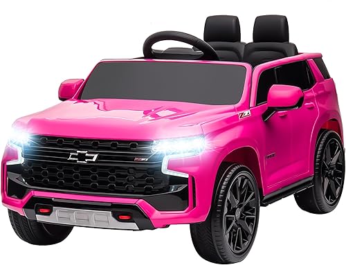 Auto eléctrico Chevrolet Tahoe de 12 V para niños, con licencia para niños, vehículos eléctricos para niños a batería con control remoto, suspensión