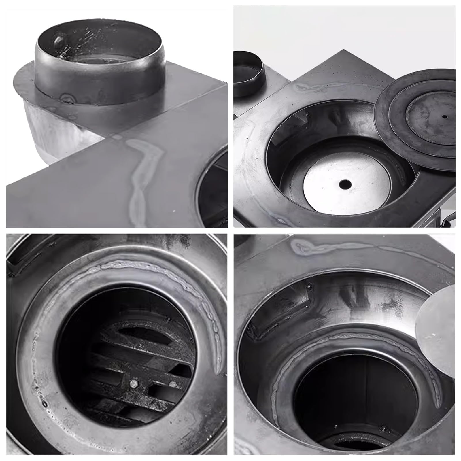Stufa a Legna in Ghisa con Canna Fumaria Saldatura di Precisione Stufa a Razzo per Interni, Patio, Campeggio, Rifugio, Risparmio Energetico ed Efficiente(Stove+5 pipe)