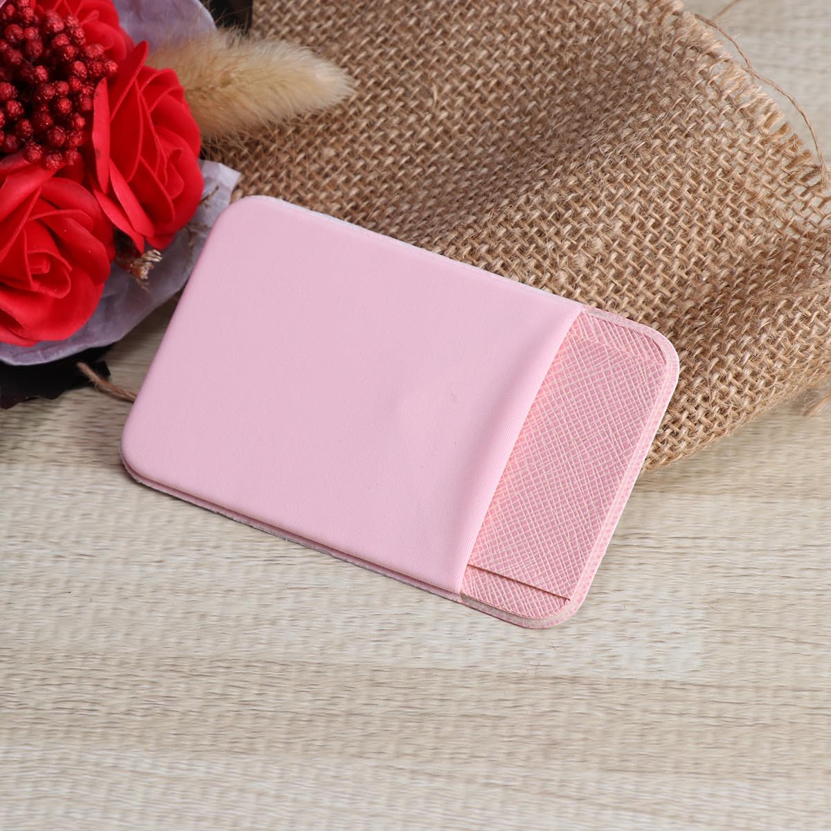LABRIMP Adhesive Phone Wallet 2 Piece Pink PU Leather Card Holder Pouch image 5