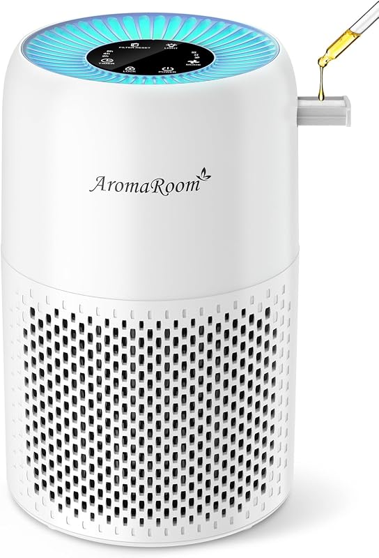 AromaRoom Air Purifiers for Bedroom with True HEPA13 Filters 3-in-1 | 22dB Quiet Air Cleaners for Baby Room Office Dorm, Pet Air Purifier with Aroma Pad for Wildfires Smoke Pollen Dander