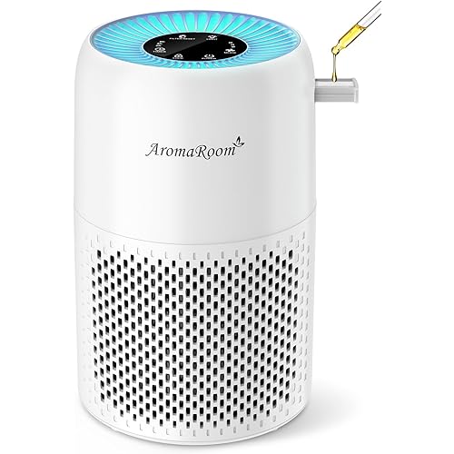 AromaRoom Air Purifiers for Bedroom with True HEPA13 Filters 3-in-1, Pet Air Purifier with Aroma Pad for Smoke Pollen Dander, 22dB Quiet Air Cleaners for Baby Room Kitchen Office Dorm (Blue Light)