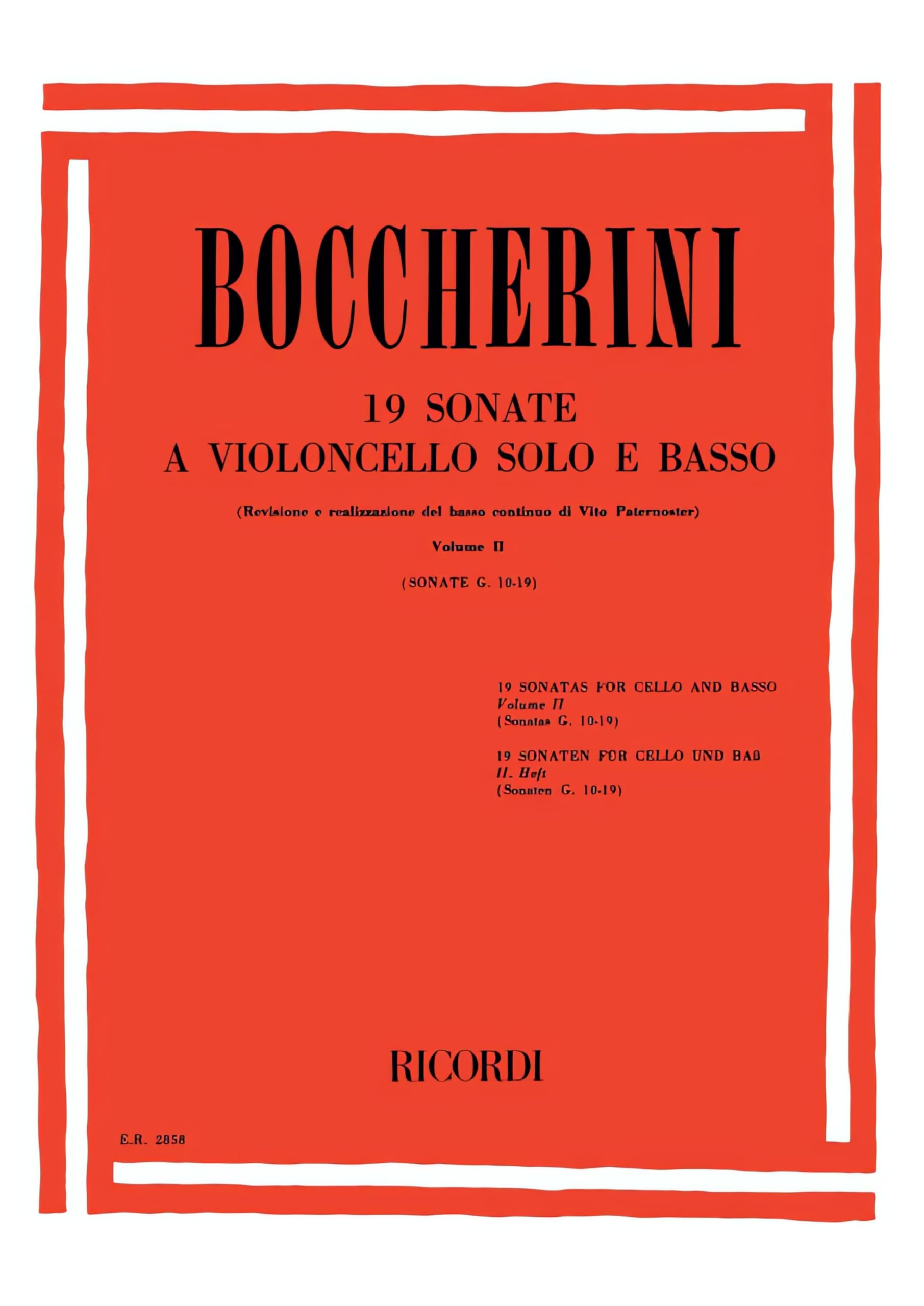 19 Sonate G.10 - 19 Per Violoncello Solo E Basso - Volume Ii