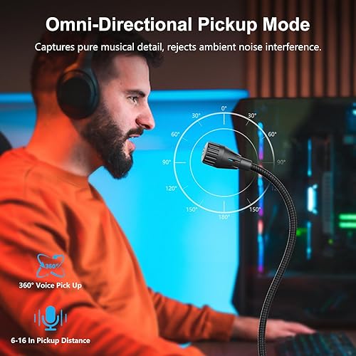 Miniatura 5 de Micrófono de instrumento para cantar, podcasting, grabación de video de voz, micrófono USB de escritorio Plug & Play para PC con botón de silencio e