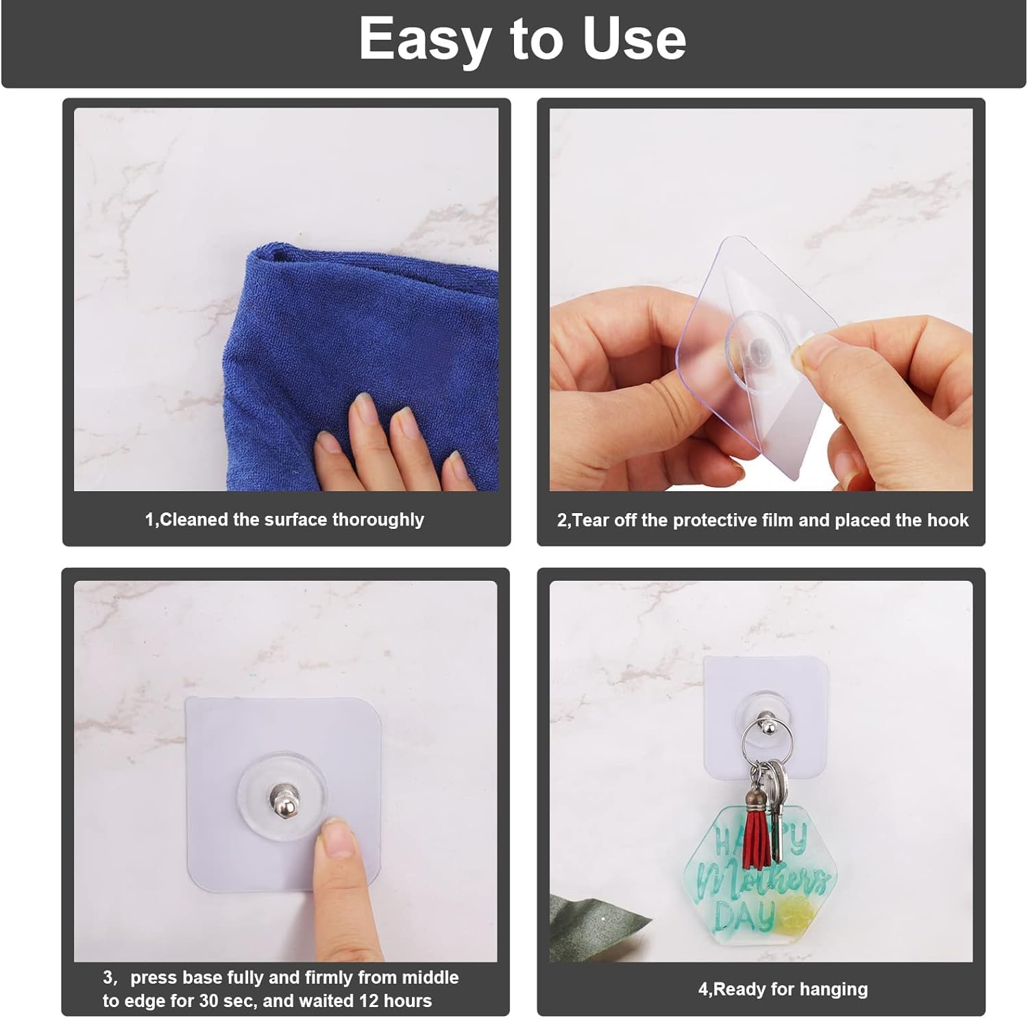 Transparent Wall Hooks - No Drill, Adhesive -7