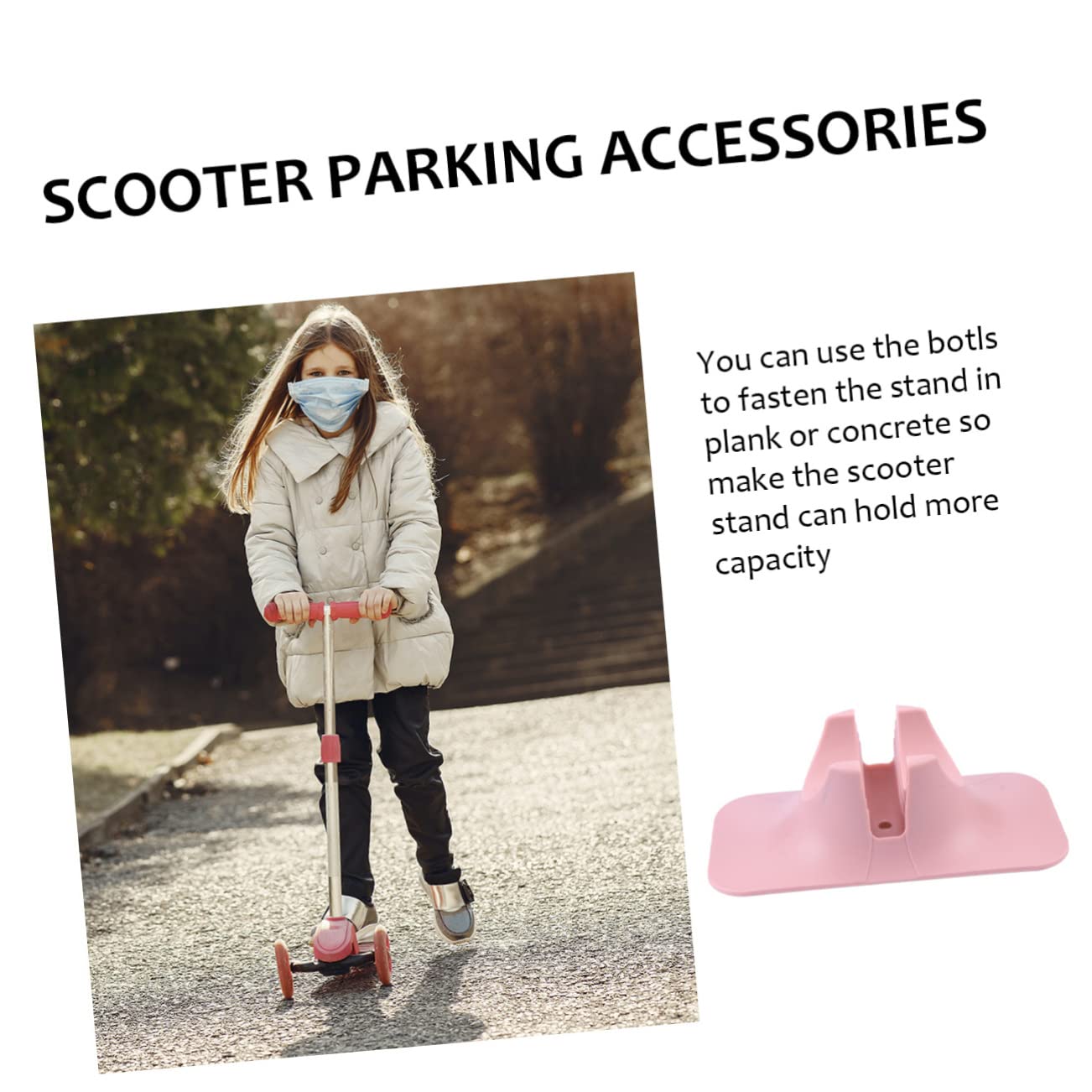 Toddmomy Soporte para Patinete Eléctrico de ABS Color Base Estable y Fijación Tornillos, Adecuado para Almacenamiento en Suelo o Jardín