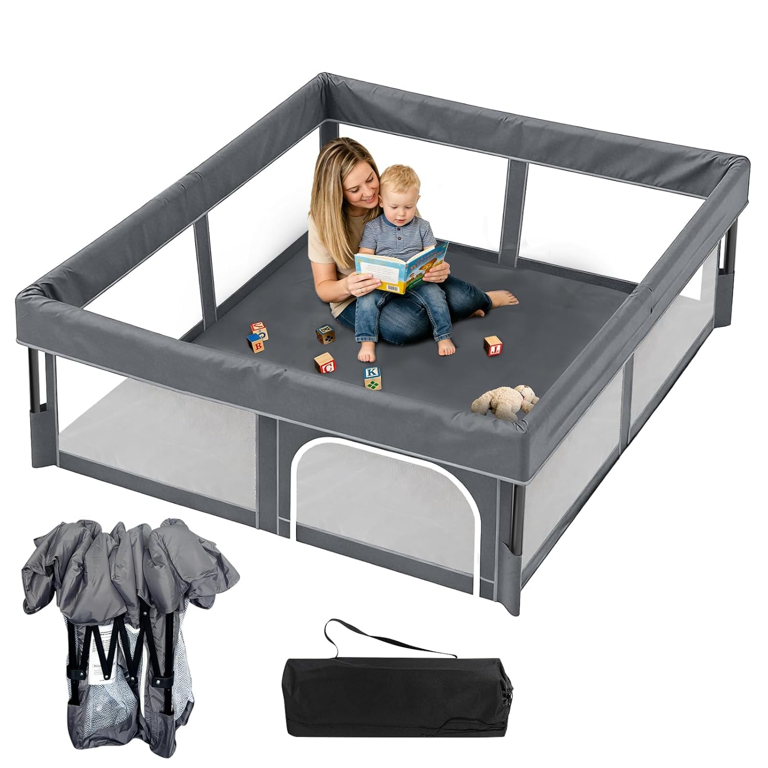 Parc pour bébé avec matelas, 127 x 127 cm, pliable, pour l'intérieur et l'extérieur, avec 50 balles de l'océan