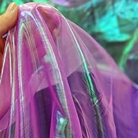 Vista 19 de Tela de Encaje de Organza con Degradado Láser Arcoíris Mágico, Tela de Gasa Holográfica Iridiscente para Vestido de Novia, Cortina, Fondo, Fiesta