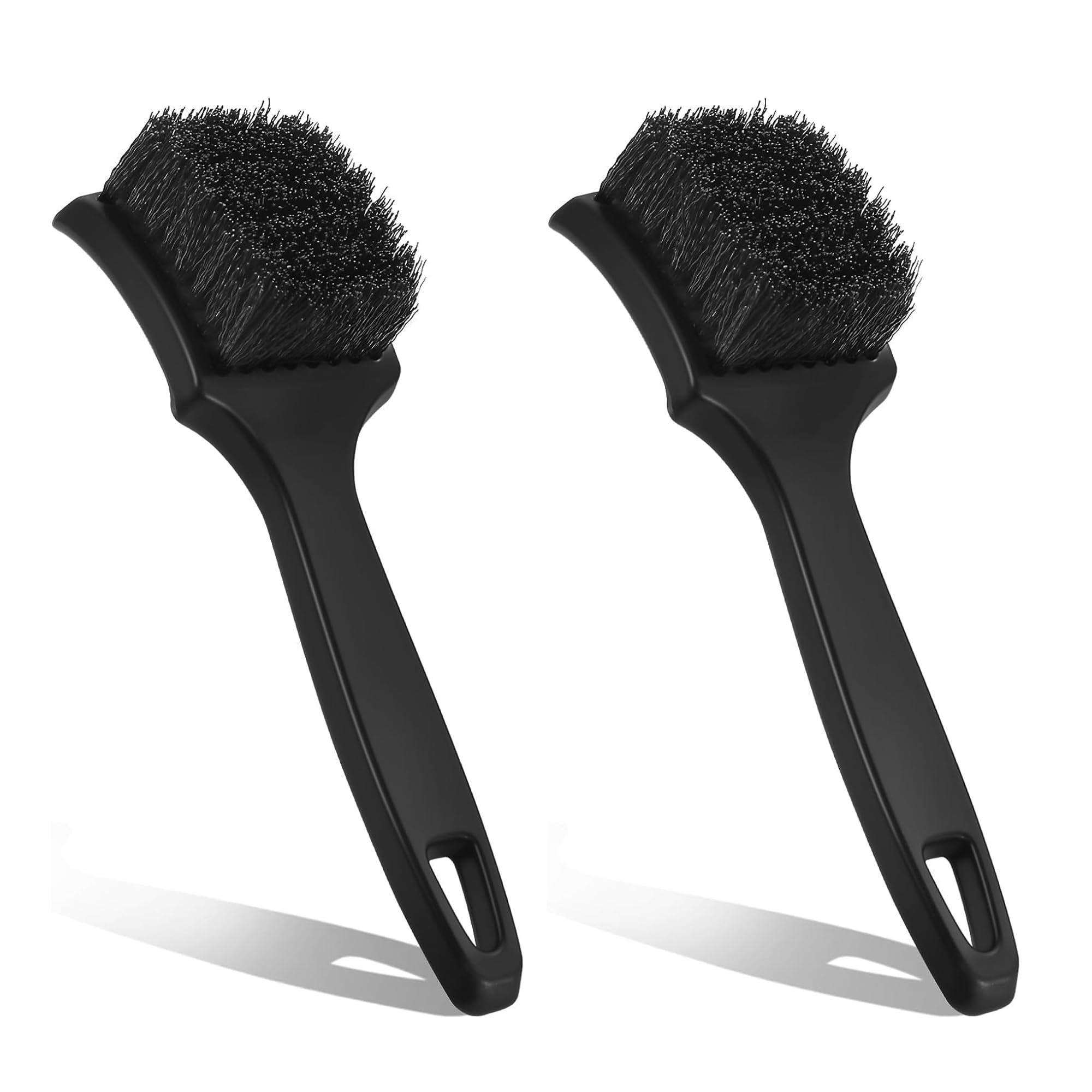 Black 2 Pack Car Wheel Brush, Alloy Wheel Brush, Stiff Bristle Car Wheel & Tire Cleaning Brushes, Heavy Duty Tire Cleaning Tool For Tires, Rims–Car, Motorcycle & Bike Cleaning