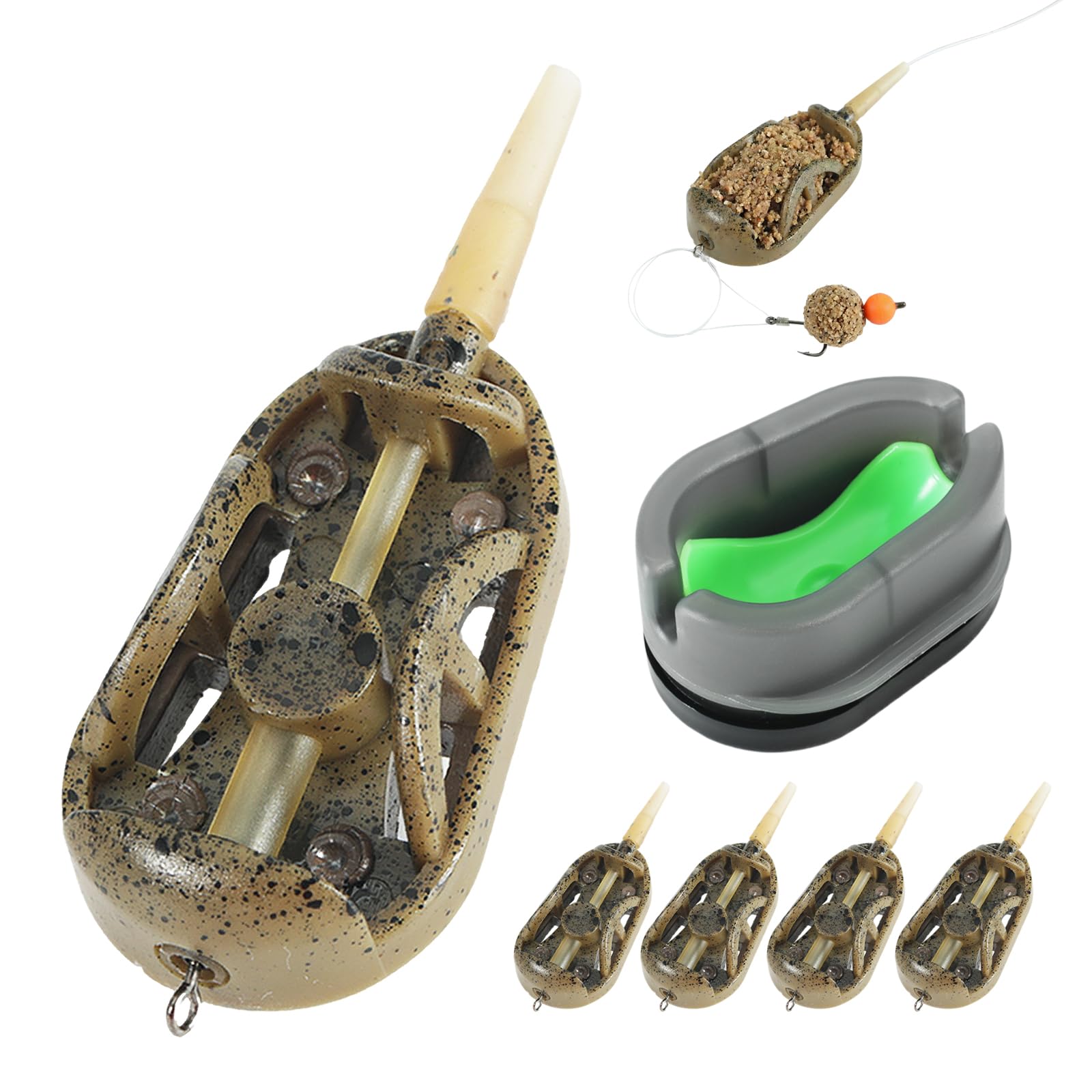 6 Pcs Fishing Feeders, Inline Method Feeders for Carp Fishing with Quick Release - 20-60g Weights, Tackle Accessories for Carp Pellet Bait Feeder Saltwater