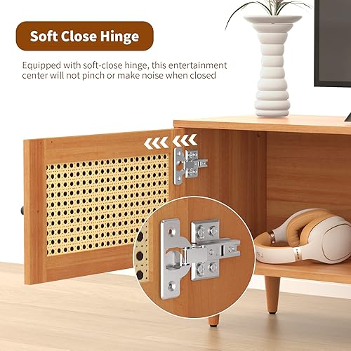 Miniatura 5 de EasyCom Soporte de TV para TV de 55 pulgadas, centro de entretenimiento con almacenamiento y estantes abiertos