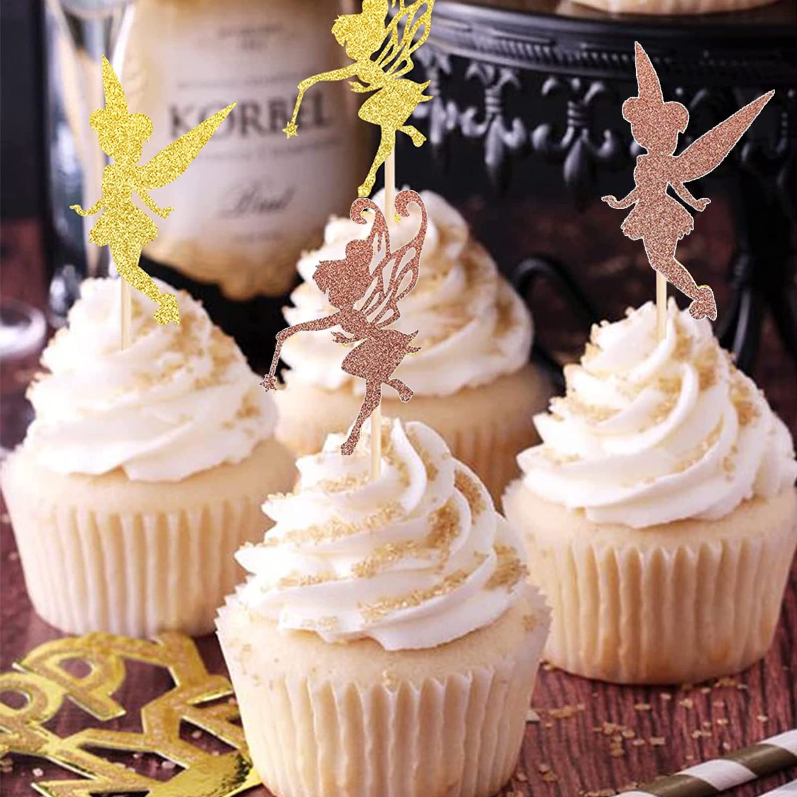 Produktbild von ENLACE Essbare Tortendeko Mädchen, 72 Stück Fee Cupcake Topper, Feen Geburtstag Kuchen Deko, Happy Birthday Muffins, Esspapier Für Torte