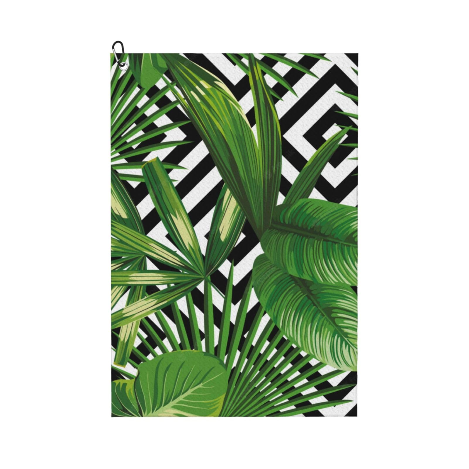 Hnnkloy Green Leaves Of Palm Tree Tropical Plant, 16x24 in Portable Waffle Golf Towels with Carabiner Clip for Golf Bag