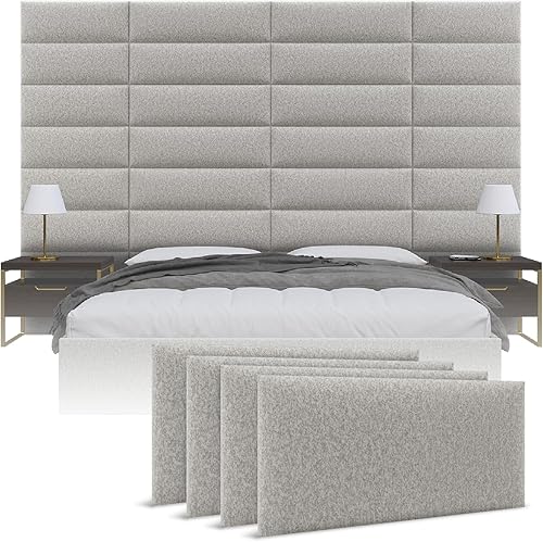 Miniatura 34 de Cabeceras tapizadas Vänt - Paneles de pared para montar en la pared tamaño Queen/Full - Champán neutro metálico - Juego de 4 paneles (Cada panel