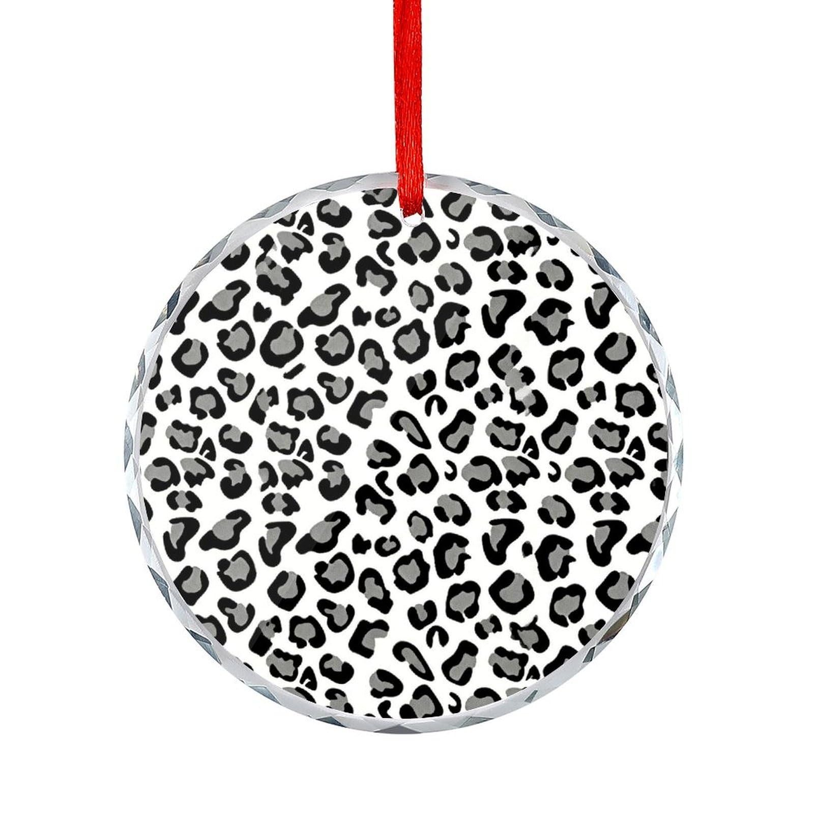 Btcowzrv Style Gray Leopard Print Round Ornament Hanging Pendant Decor