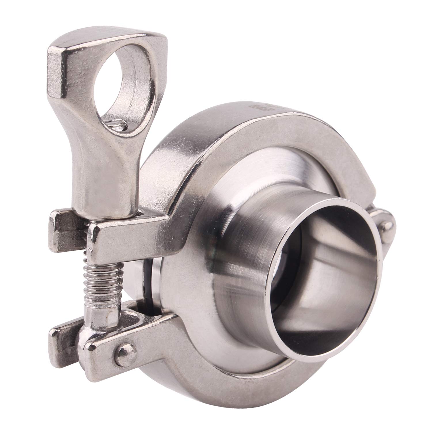 DERNORD Stainless Steel Tri-clamp (Tri-Clover Clamp) + 2 Pcs SUS304 Sanitary Pipe Weld Ferrule + Viton Gasket (1.25 Inch)