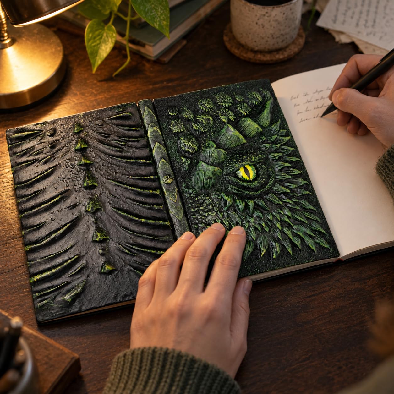 Quaderno con Drago, Notebook Decorato 3D, Verde, 16,5 cm