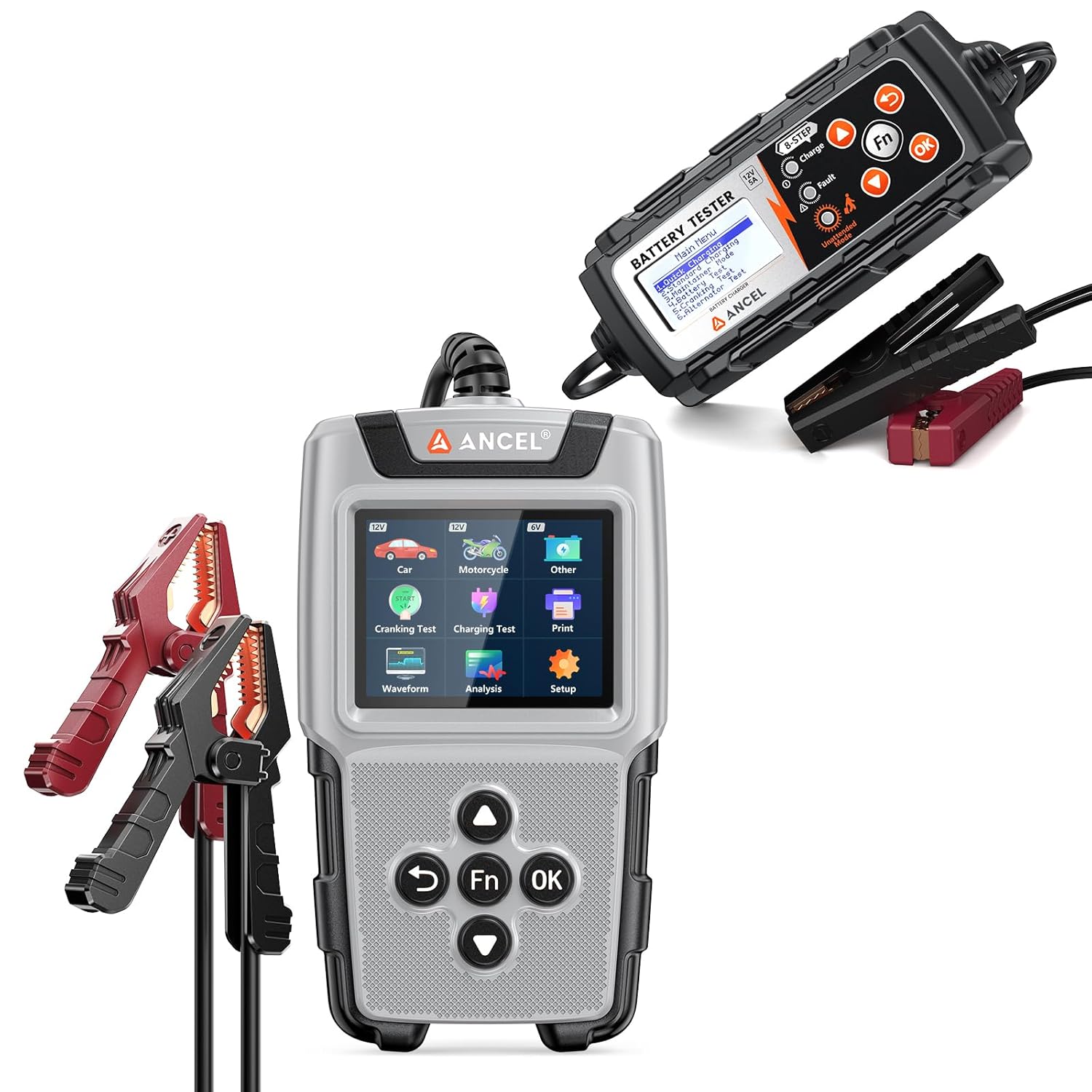 ANCEL BA101 Plus Battery Tester & BT521 3-in-1 Charger/Maintainer Bundle - Comprehensive 12V Automotive Battery Diagnostic and Maintenance Kit