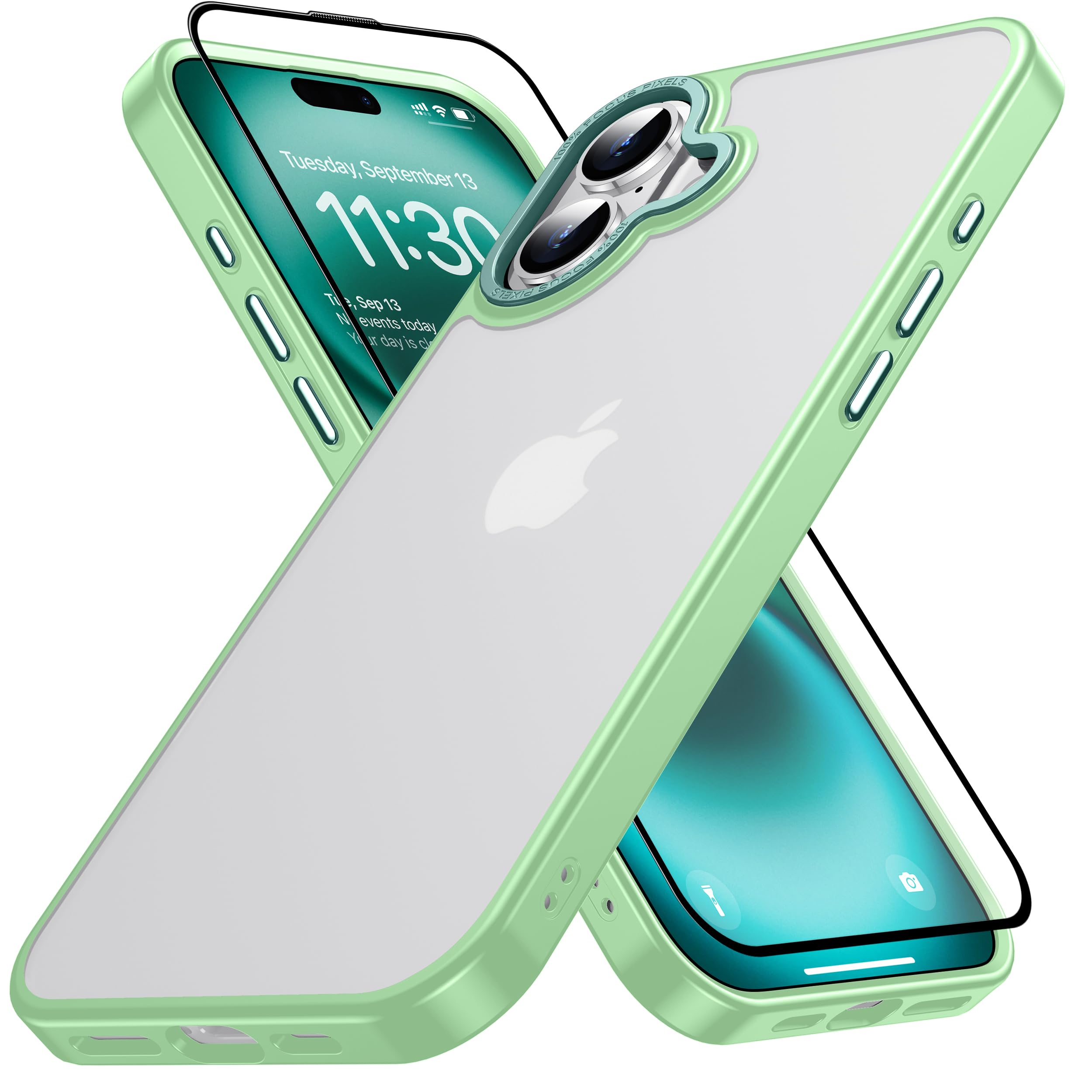 Amazon.co.jp: iphone 16 用 ケース 半透明 ガラスフィルム付き