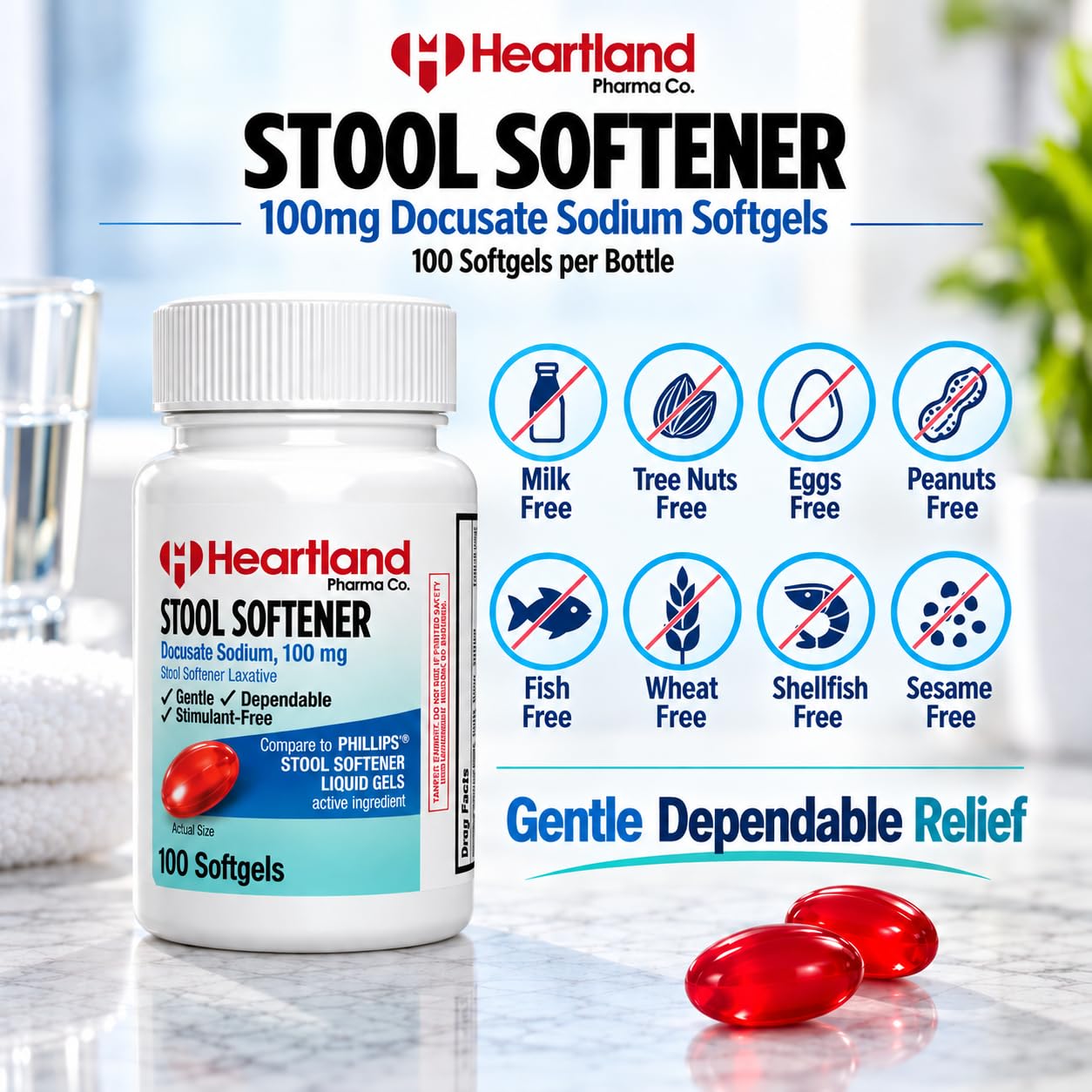 Docusate Sodium 100mg Softgels | Laxatives Stool Softener, Regular Strength | Gentle, Dependable & Stimulant-Free | 100 Count Bottle — Amazon image 4