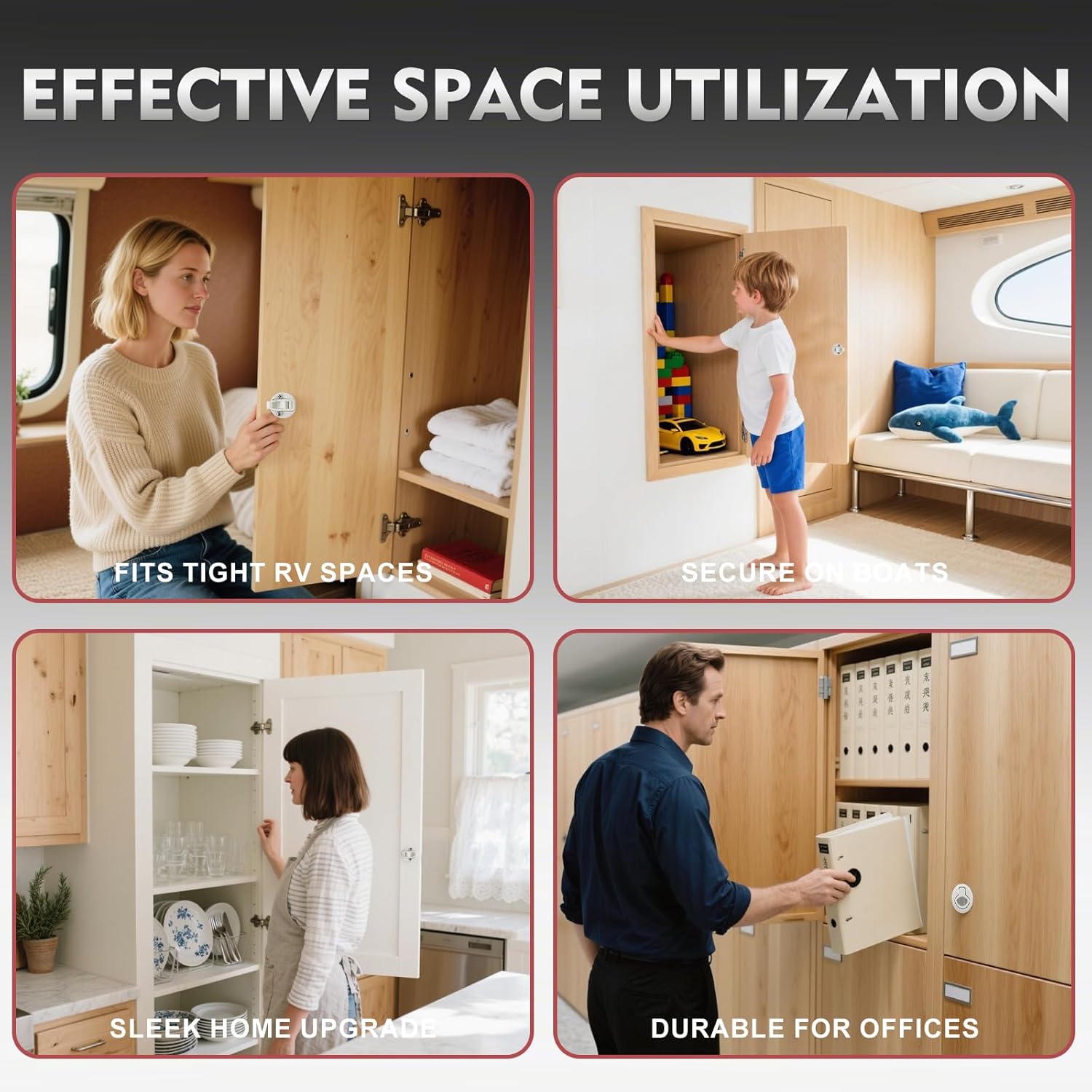 LENKRAD Slam Latch for RV Cabinets, Boat Flush Pull Door Latch Fits 2'' Hole, White Plastic Hatch Handle Ldeal for 1-12mm Door Thickness | Secure RV Latches Lock for Camper Trailer-2 Pcs