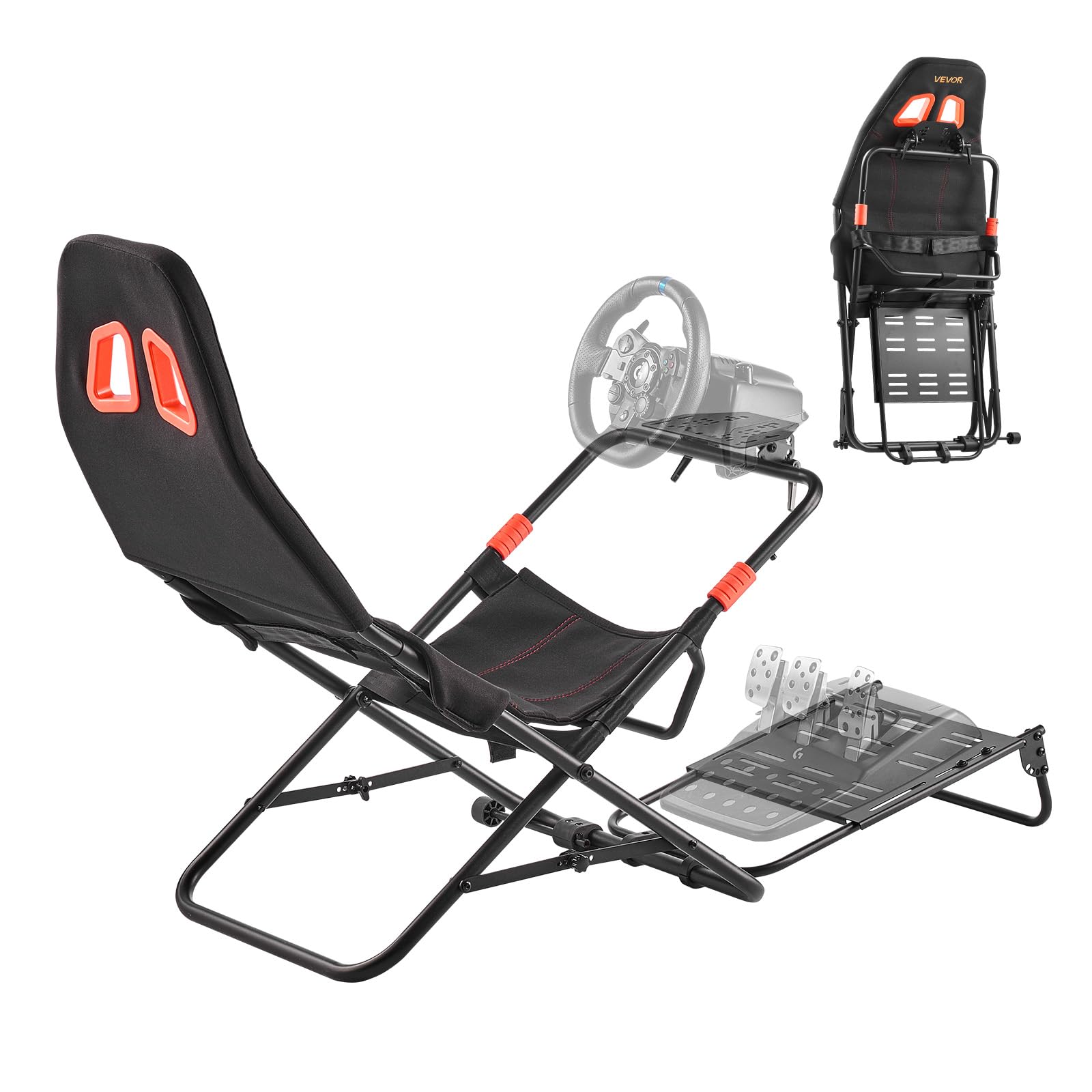 VEVOR Lenkradständer, Faltbarer & Verstellbarer Rennsimulator-Cockpit, 620 mm, Kompatibel mit Logitech G923/G920/G29, Thrustmaster T248P, Fanatec, Hori, Mad Catz, Schwarz
