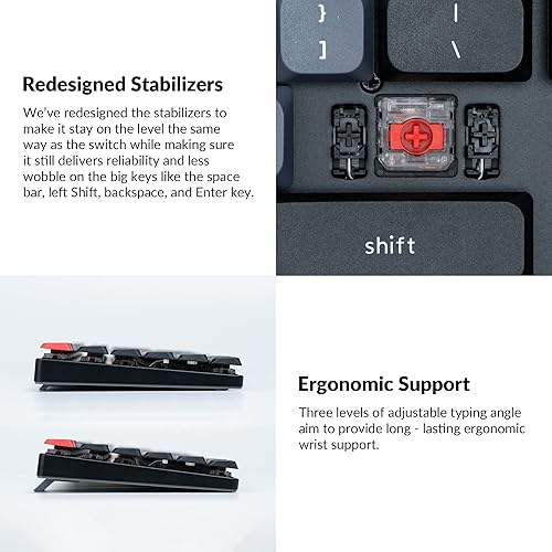 Miniatura 9 de Keychron K1 Pro TKL Layout Ultra-Slim QMKVIA Teclado mecánico inalámbrico con cable USB Bluetooth personalizado con interruptor rojo Gateron de