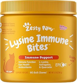 Zesty Paws Cat Allergy Relief - Anti Itch Supplement - Omega 3 Probiotics - Salmon Oil Digestive Health - Soft Chews for Skin & Seasonal Allergies - with Epicor Pets - Bacon - 60 Count