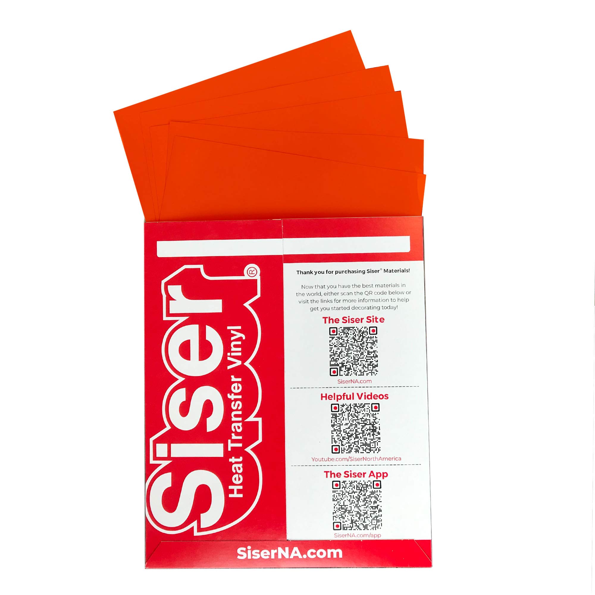 SISER EasyWeed Heat Transfer Vinyl HTV for T-Shirts 12 x 12 Inches 5 Precut Sheets (Orange)