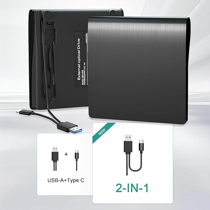 Unidad externa de CD/DVD para laptop con USB 3.0 miniatura 4